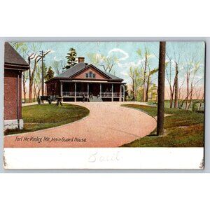Vintage 1900s Fort McKinley Me. Main Guard House Postcard #1476